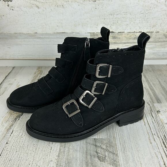 Aerosoles Arezzo womens 5.5  black faux leather zip up buckle ankle boot new - Picture 1 of 9